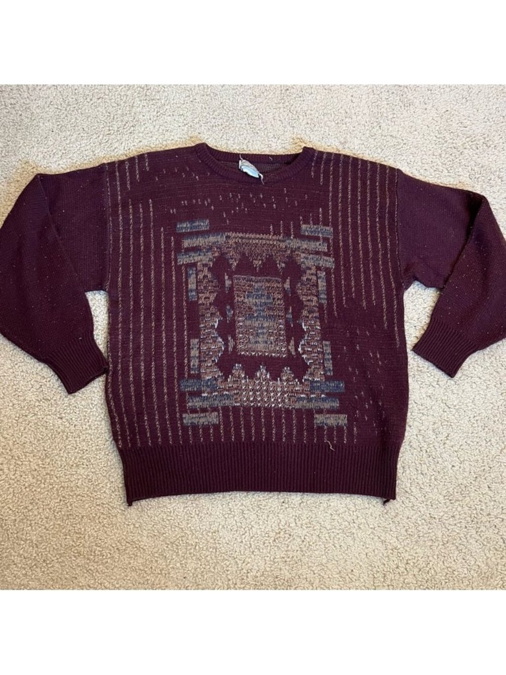5/$25 Vintage Mens Victory Sweater Sweatshirt Cabin Cottage Fever M L ? Burgundy